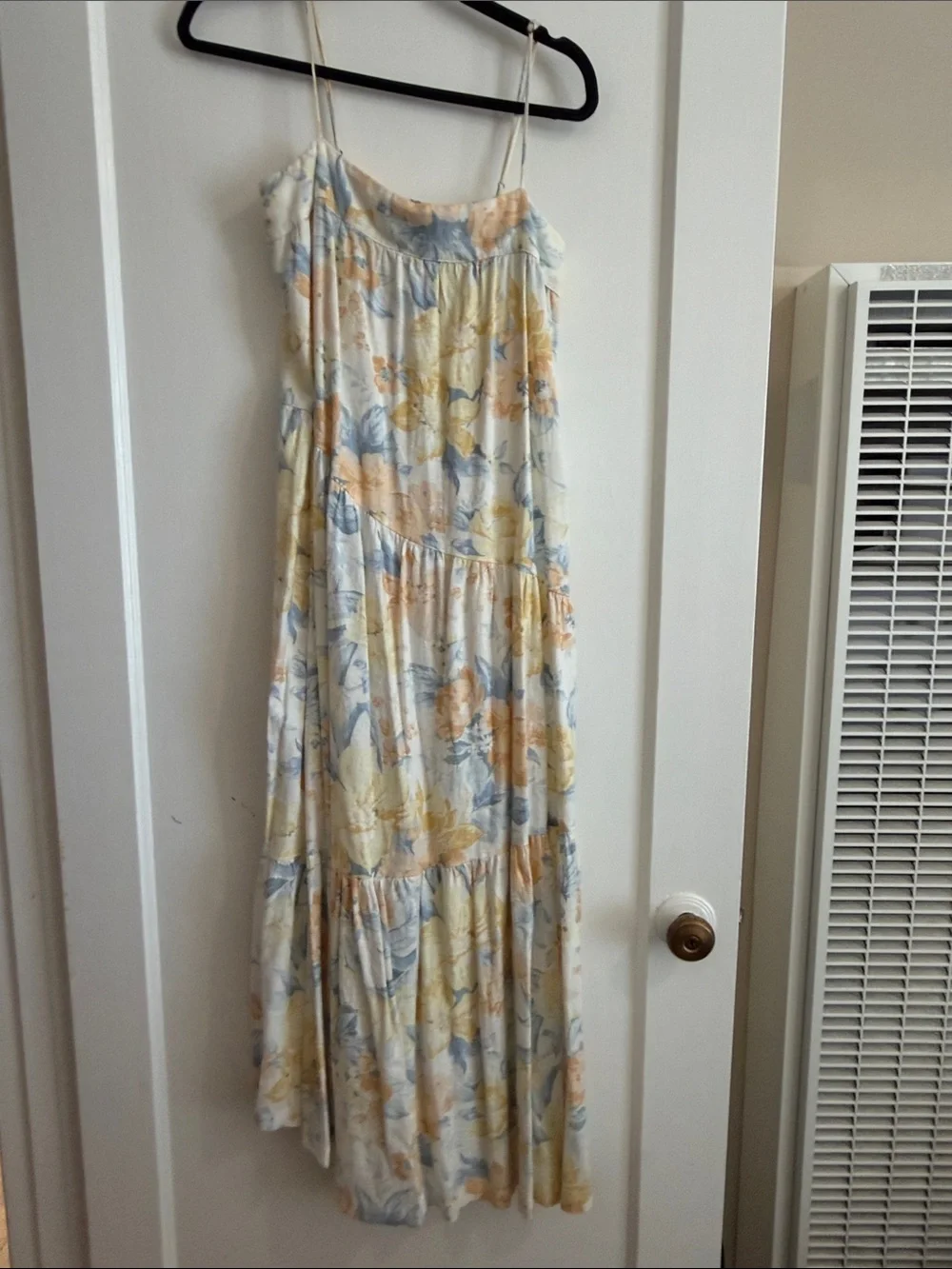 Abercrombie linen blend Maxi Dress in Pastel Yellow and Blue